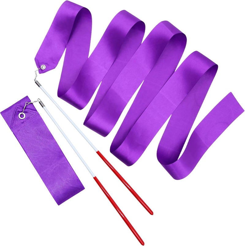 Drokenle 2pcs Rhythmic Dance Ribbons with Wands, 78.7 Inch Rhythmic Gymnastics Ribbon Dancer Wand Twirling Dancing Ribbon Streamers, Fits Artistic Dancing Gymnastics Training - Image 1